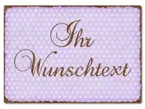 Farbiges Aluschild mit Polka Dots und Wunschtext A4 Polka Dots pastellviolett