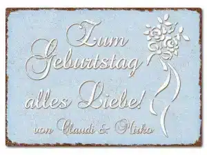 Farbiges Blechschild mit Wunschtext A4 pastellblau