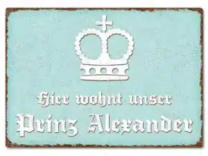 Farbiges Blechschild mit Wunschtext A4 pastelltürkis/braun