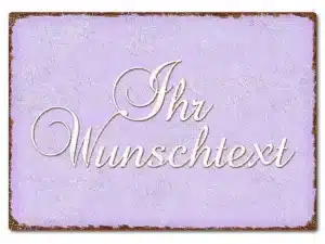 Farbiges Blechschild mit Wunschtext A4 pastellviolett/braun