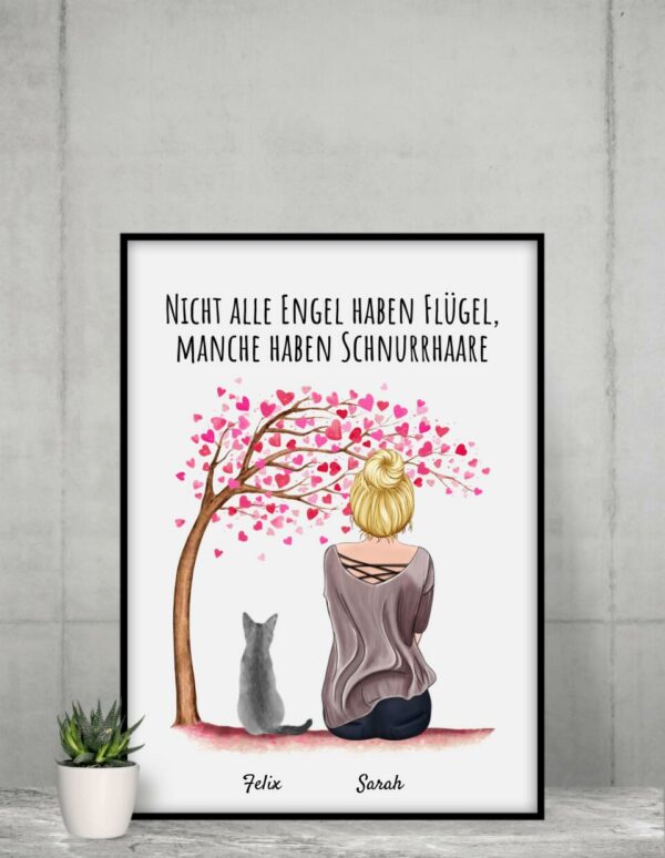 Frau mit Katzen - Personalisierter Kunstdruck (Poster