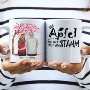 Vater und Tochter (auch mit Haustieren) - Personalisierte Tasse