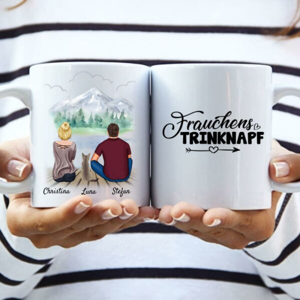 Pärchen mit Katzen - Personalisierte Tasse