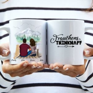 Pärchen mit Hunden und Katzen - Personalisierte Tasse