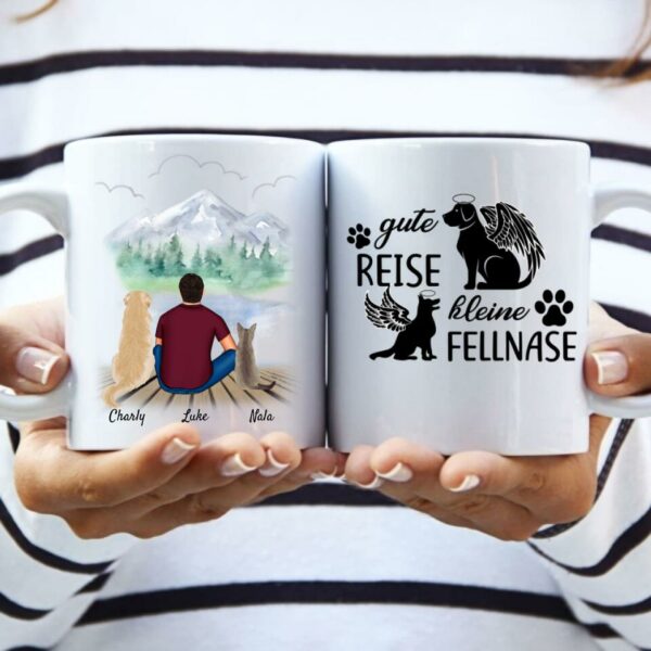 Mann mit Hund und Katze - Personalisierte Tasse