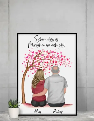 Vater und Tochter (auch mit Haustieren) - Personalisierter Kunstdruck (Poster