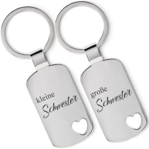 Lieblingsmensch Metall Schlüsselanhänger 2er Set - kleine Schwester